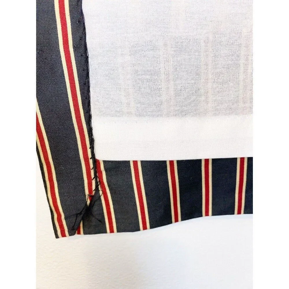 Royal Sateen Black Curtain Panels 40x84 Black with Burgundy and Tan Stripes